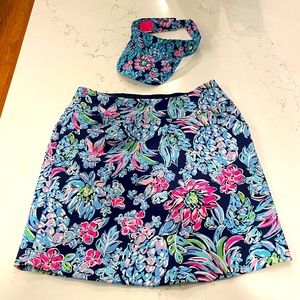 LILLY PULITZER MONICA PINEAPPLE PARADISE PRINT LUXETIC SKORT and MATCHING VISOR
